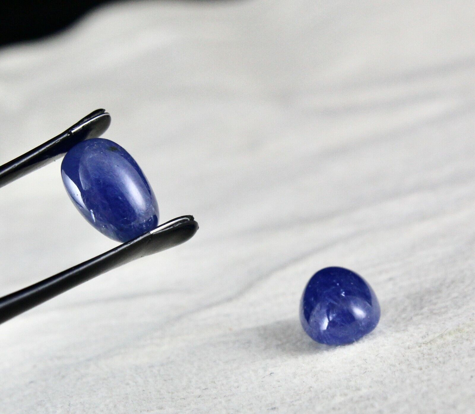 Natural Blue Sapphire Earring Cabochon Oval Pair 16.70 Carats Gemstone Designing