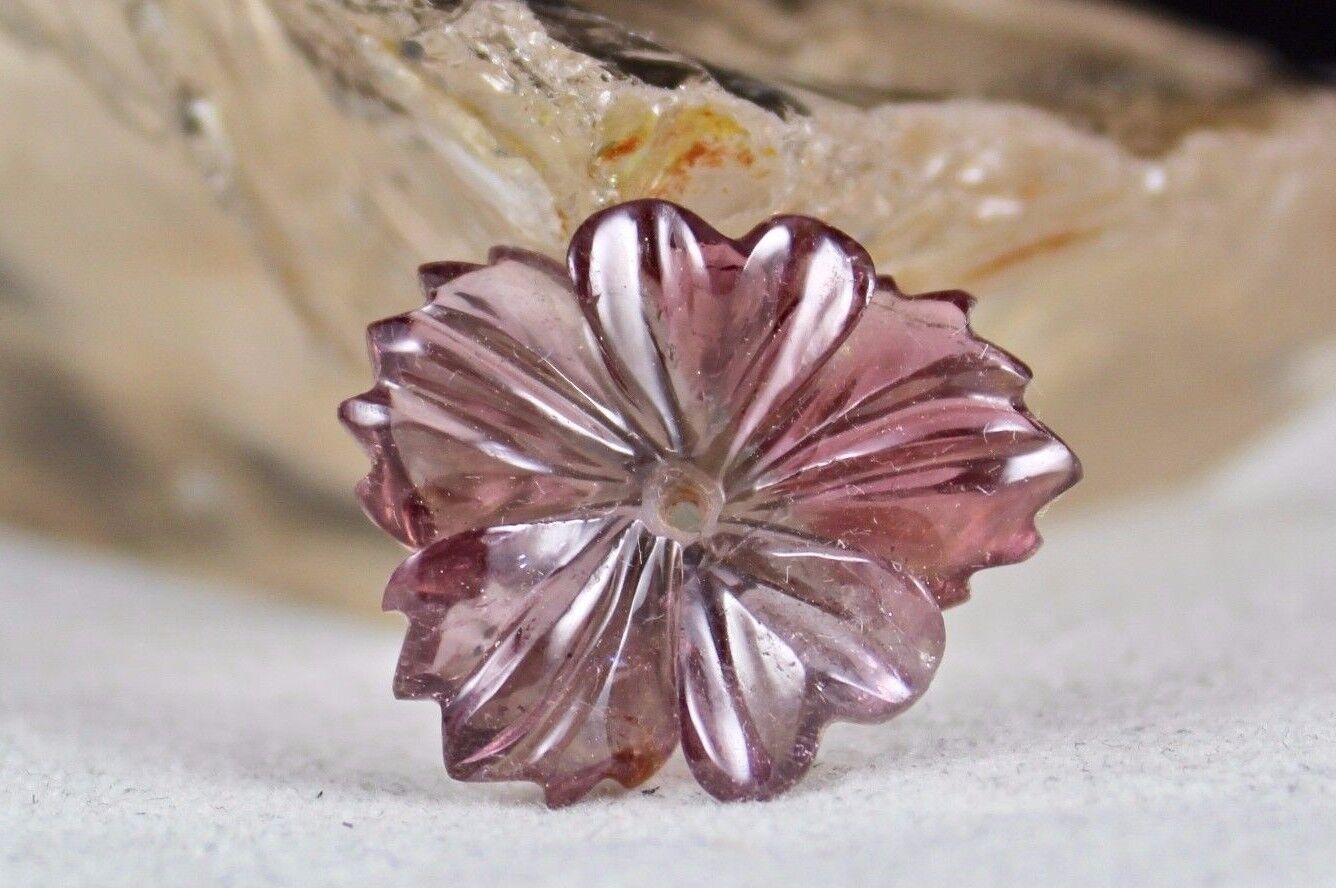 Natural Tourmaline Carved Flower 24.40 Ct Gemstone For Designing Ring Pendant