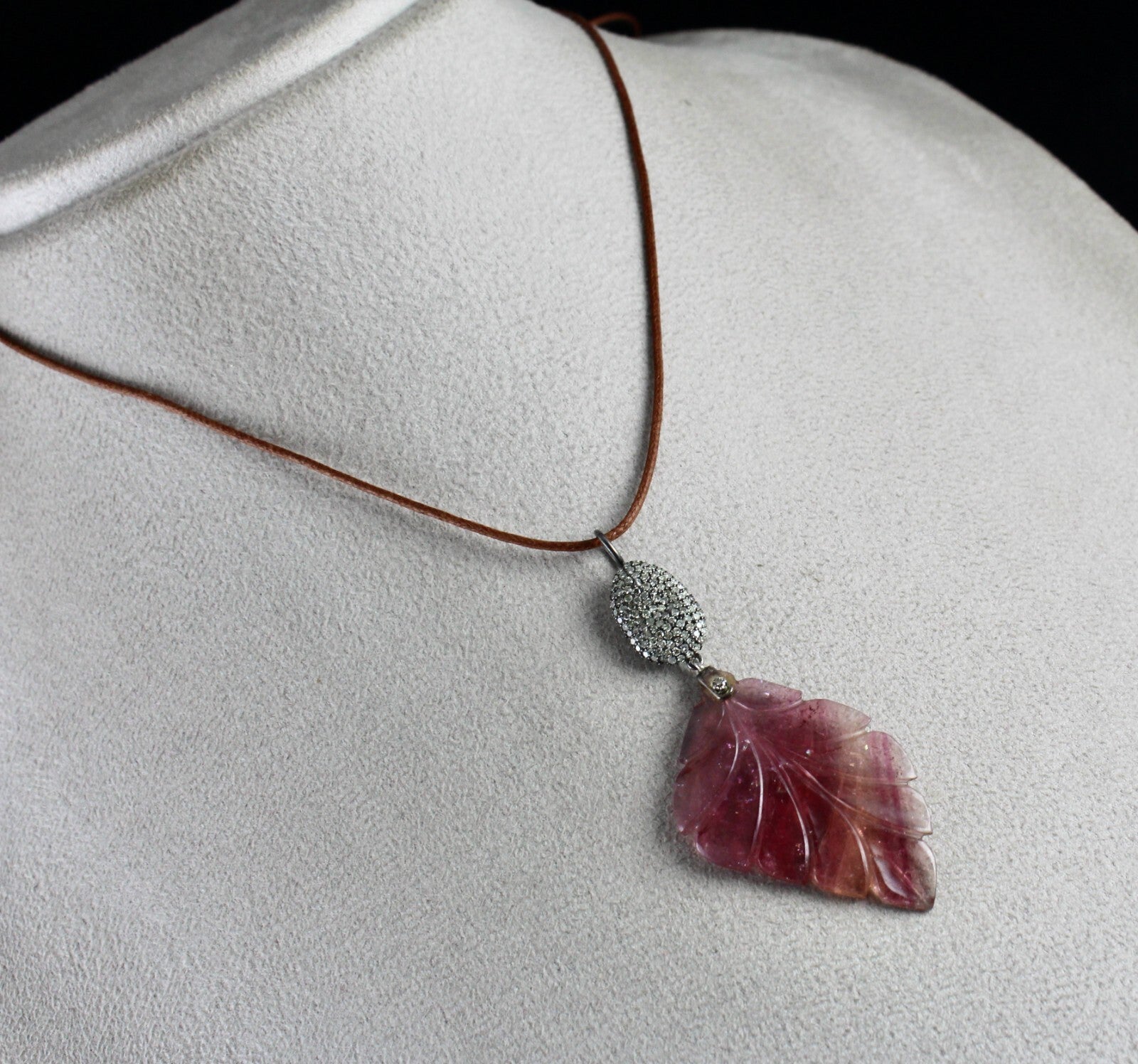 Certified Natural Pink Tourmaline 44ct Sterling Silver Diamond Victorian Pendant