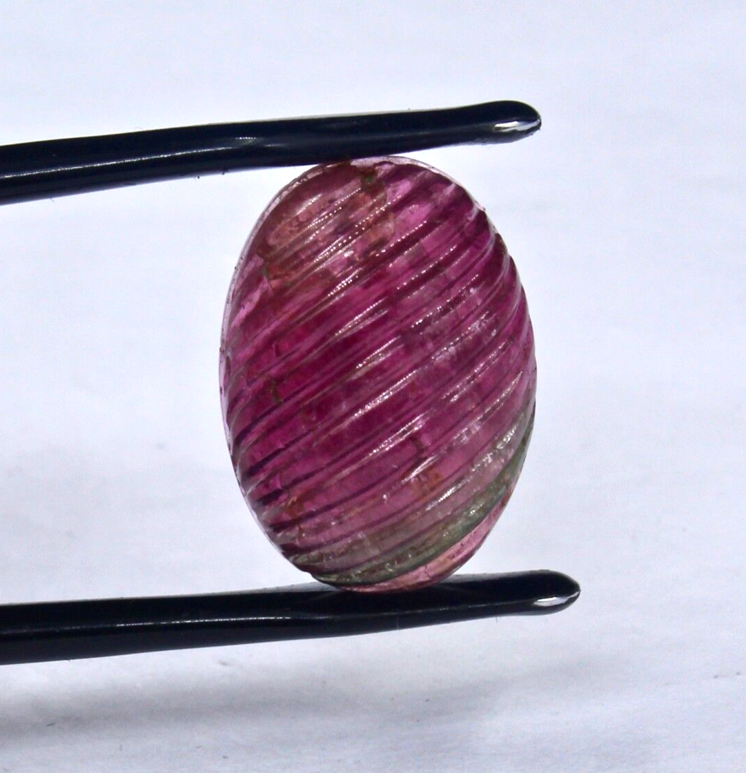 Multi Tourmaline Oval Carved Cabochon 16.40 Ct Gemstone Ring Pendant