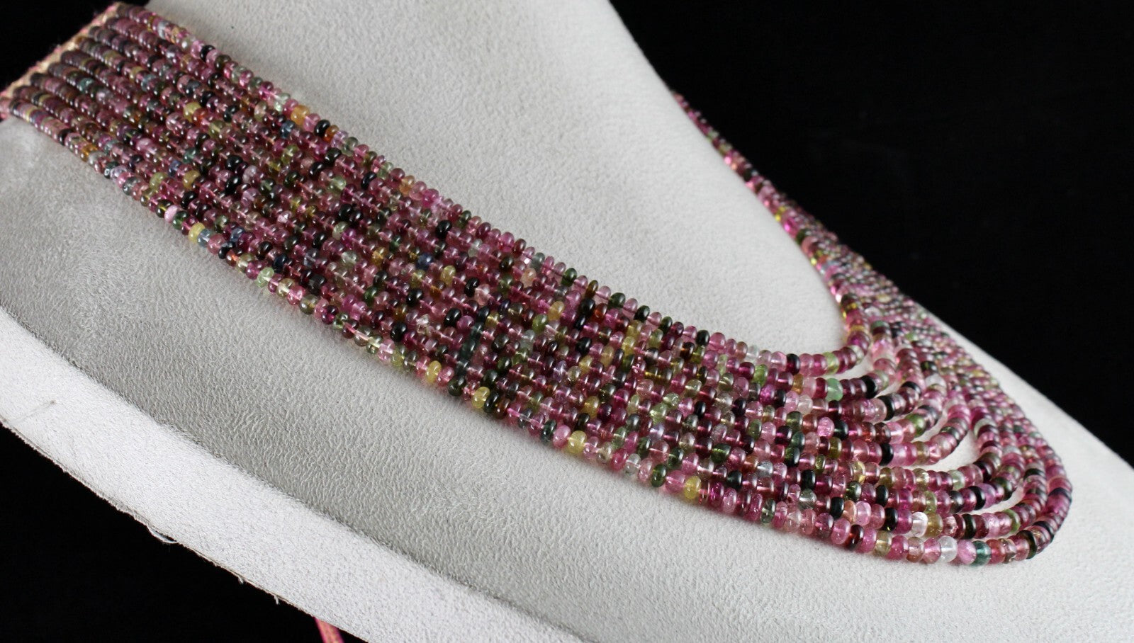 Certified Natural Tourmaline 9 Line Necklace 668ct Multi-colour Gemstone Strand