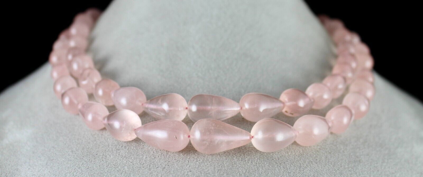 Natural Rose Quartz Beads Drops Cabochon 2 L 649 Ct Gemstone Fashion Necklace