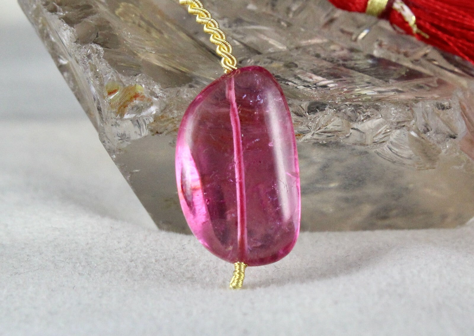 Certified Natural Tourmaline Rubellite 26.65 Ct Bead Cabochon Drilled Pendant