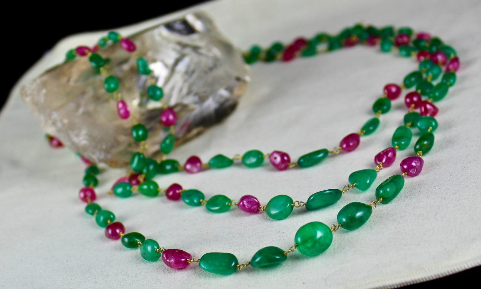 Certified Natural Colombian Emerald Burma Ruby 347 Ct 18k Gold Diamond Necklace
