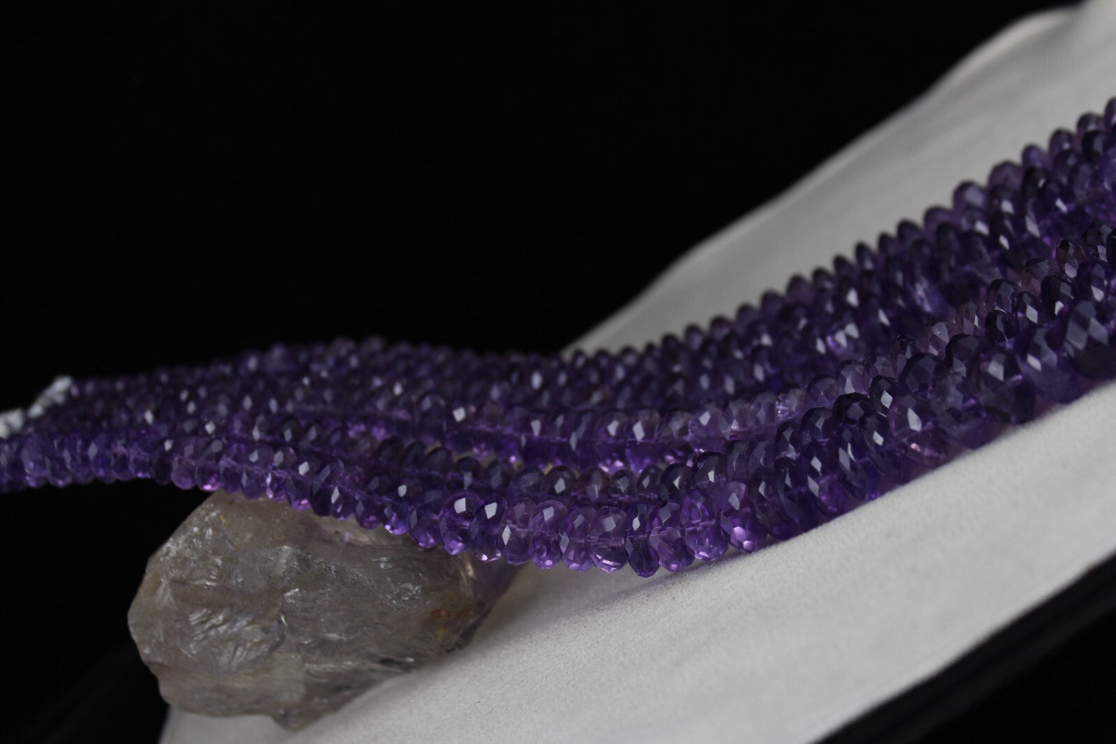 Certified Natural Brazilian Amethyst 3 Ct Faceted Beads Round 2320 Necklace