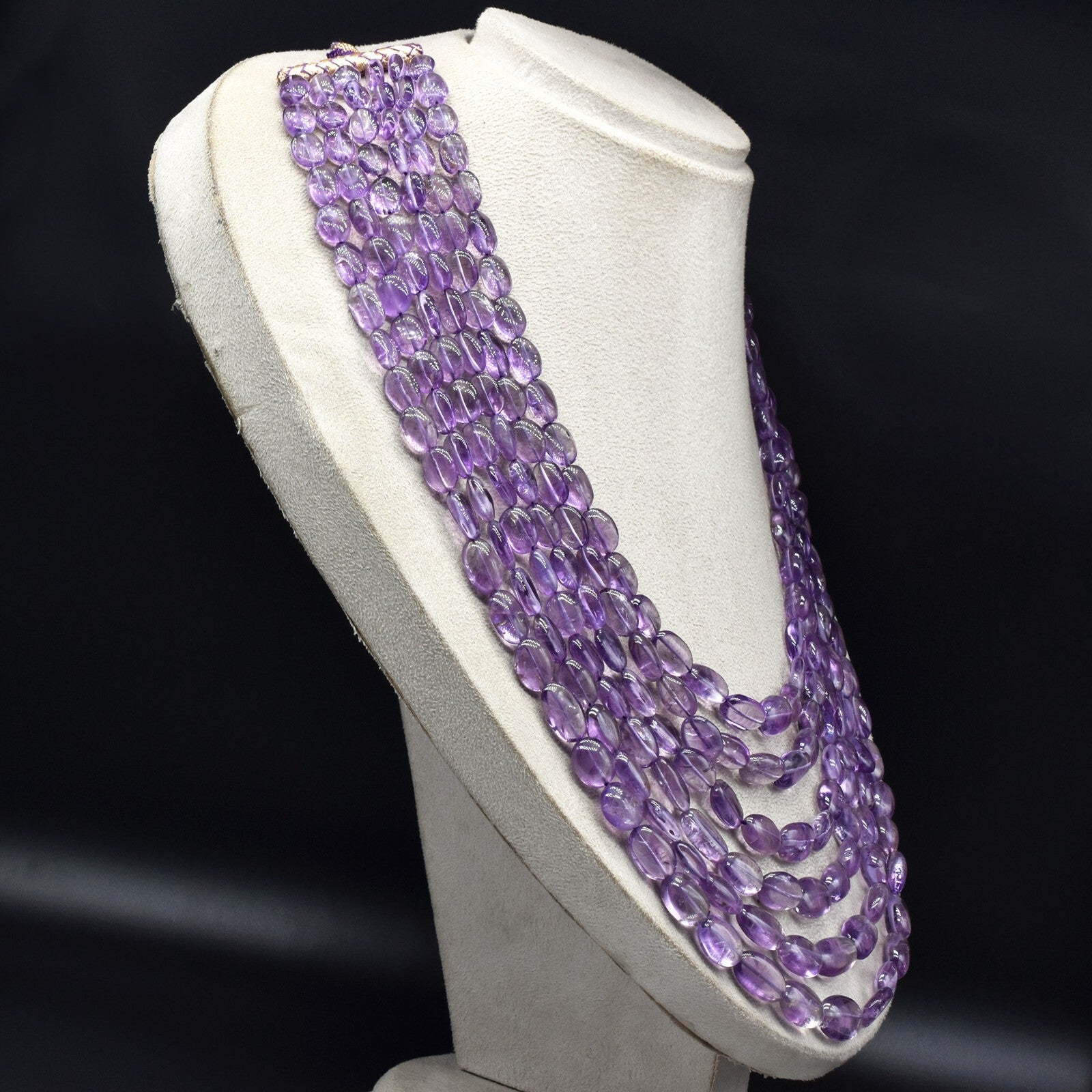 Long Natural Amethyst Beads 1245 Ct Purple Gemstone Fashion Necklace 6 L