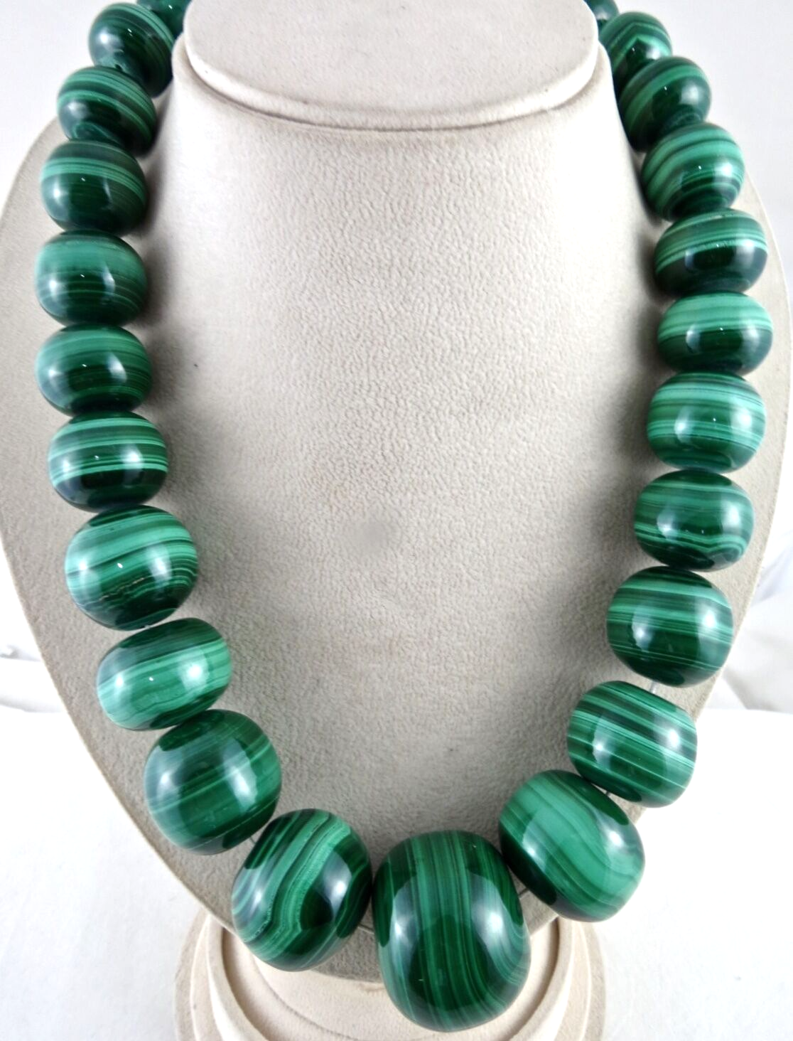 Certified 35mm Round Malachite Beads 3865 Ct Semi Precious Gemstone For Women