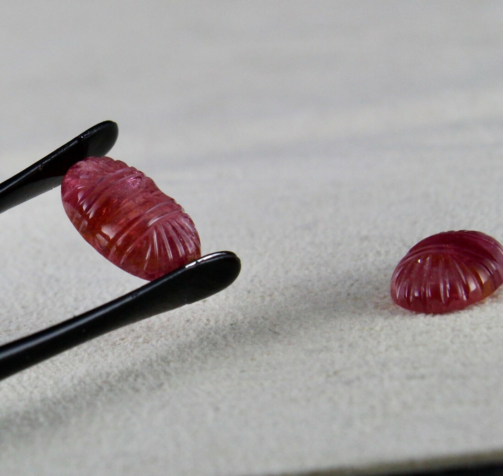 NATURAL PINK TOURMALINE RUBELLITE CARVED 4 PCS 21.26 CARATS GEMSTONE FOR EARRING