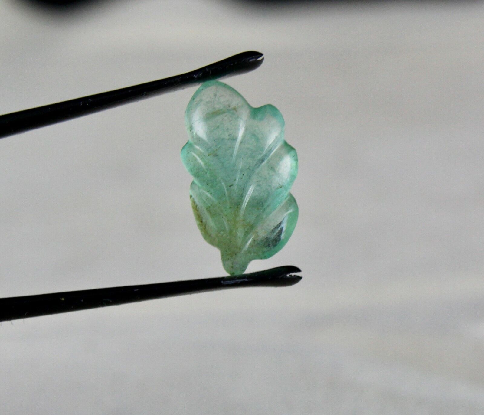 Natural Colombian Emerald Carved Leaf 6.06 Carats Gemstone Ring Pendant Design