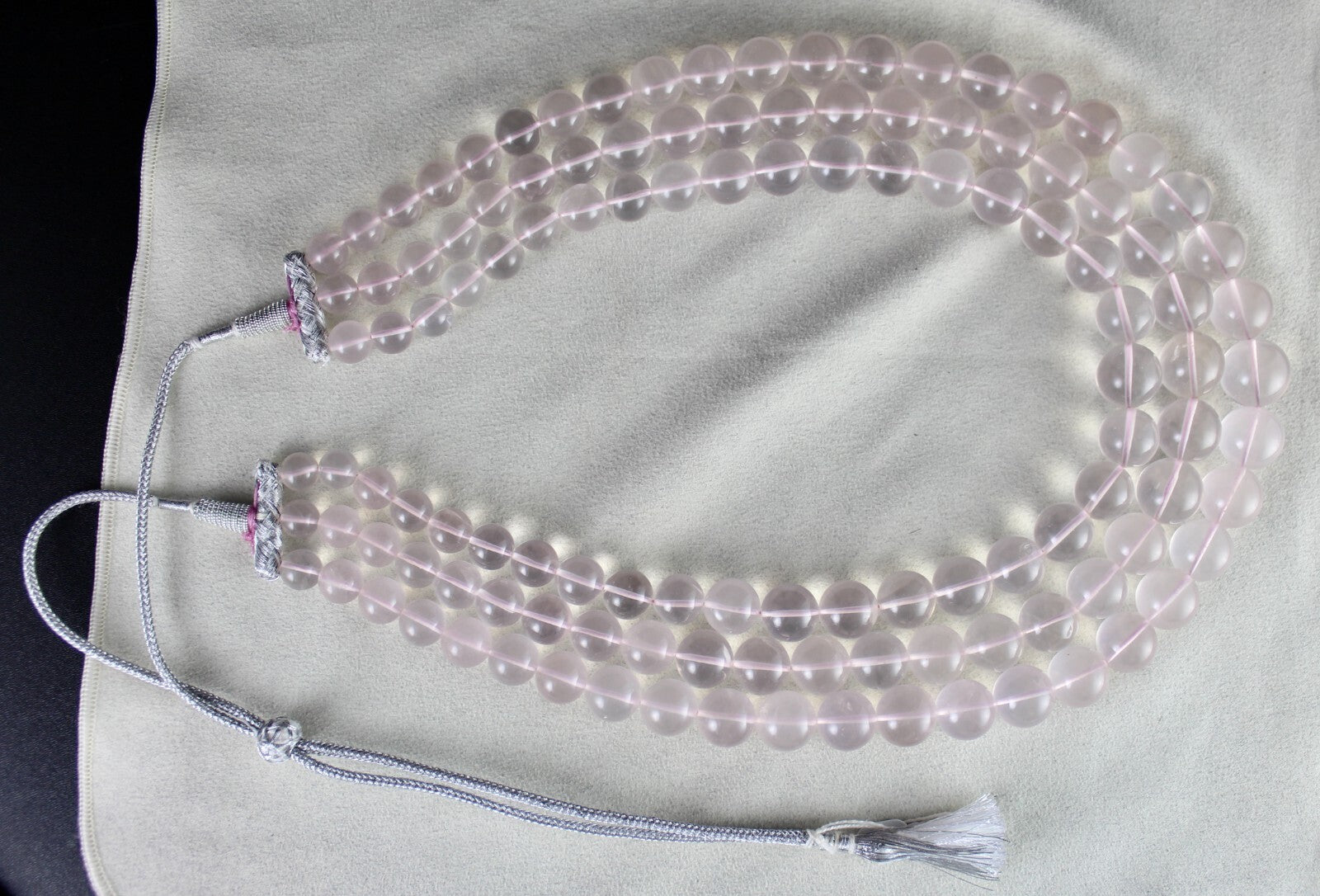 Certified Natural Rose Quartz 1902 Ct Pink Round Beads Gemstone Necklace
