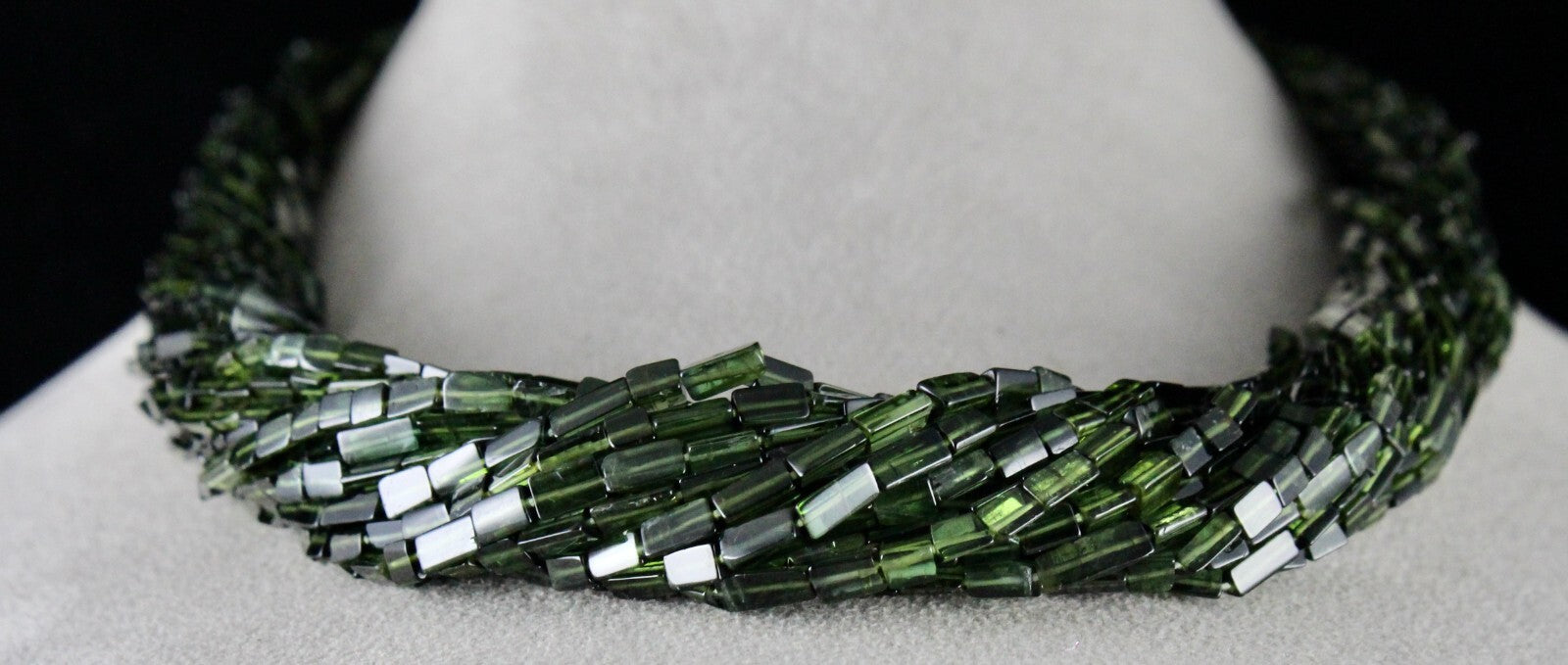 Certified Natural Green Chrome Tourmaline 700 Ct Beads Sterling Silver Necklace