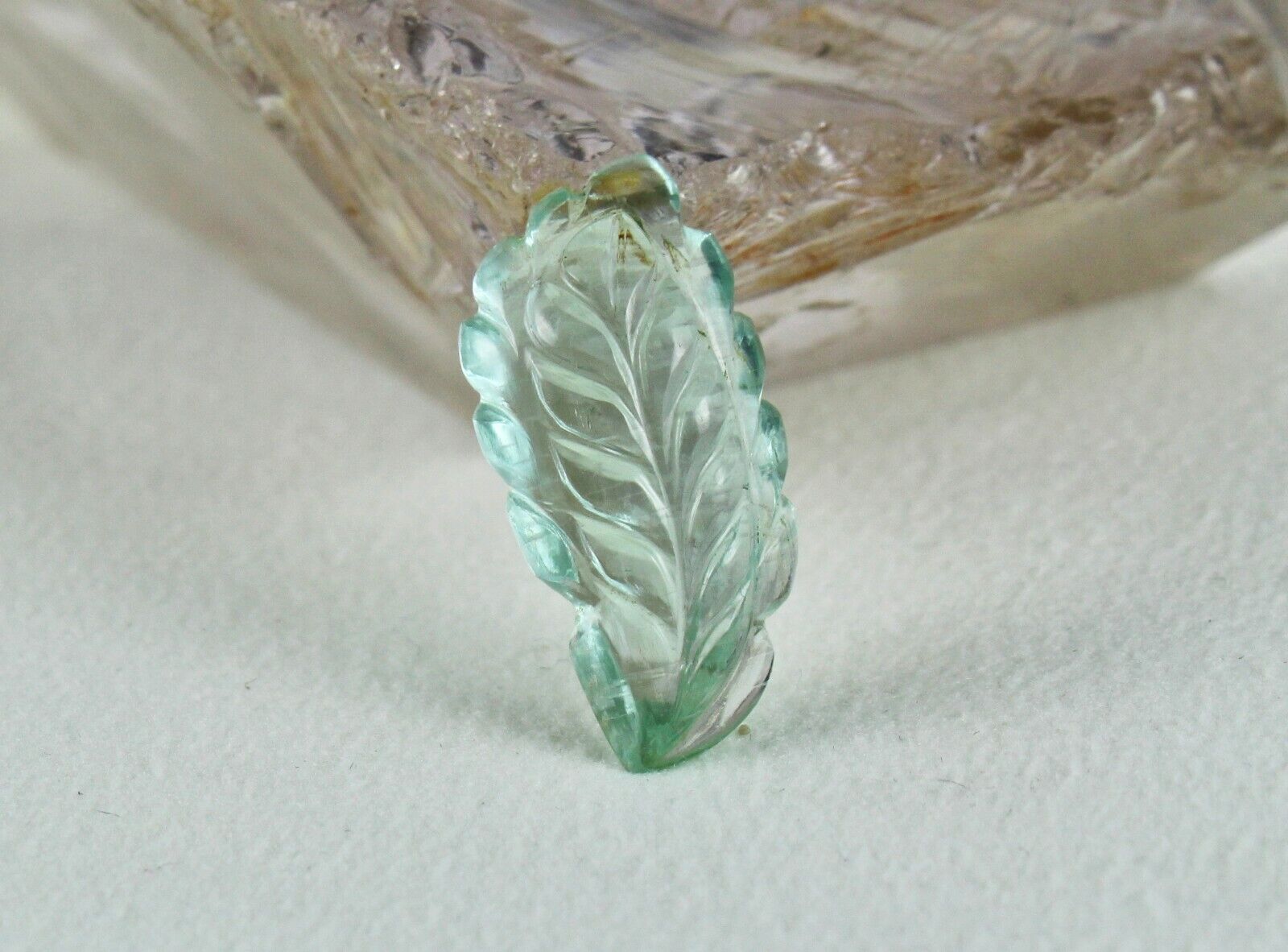 Certified Natural Aquamarine Carved Leaf 22.43 Ct Loose Gemstone Ring Pendant