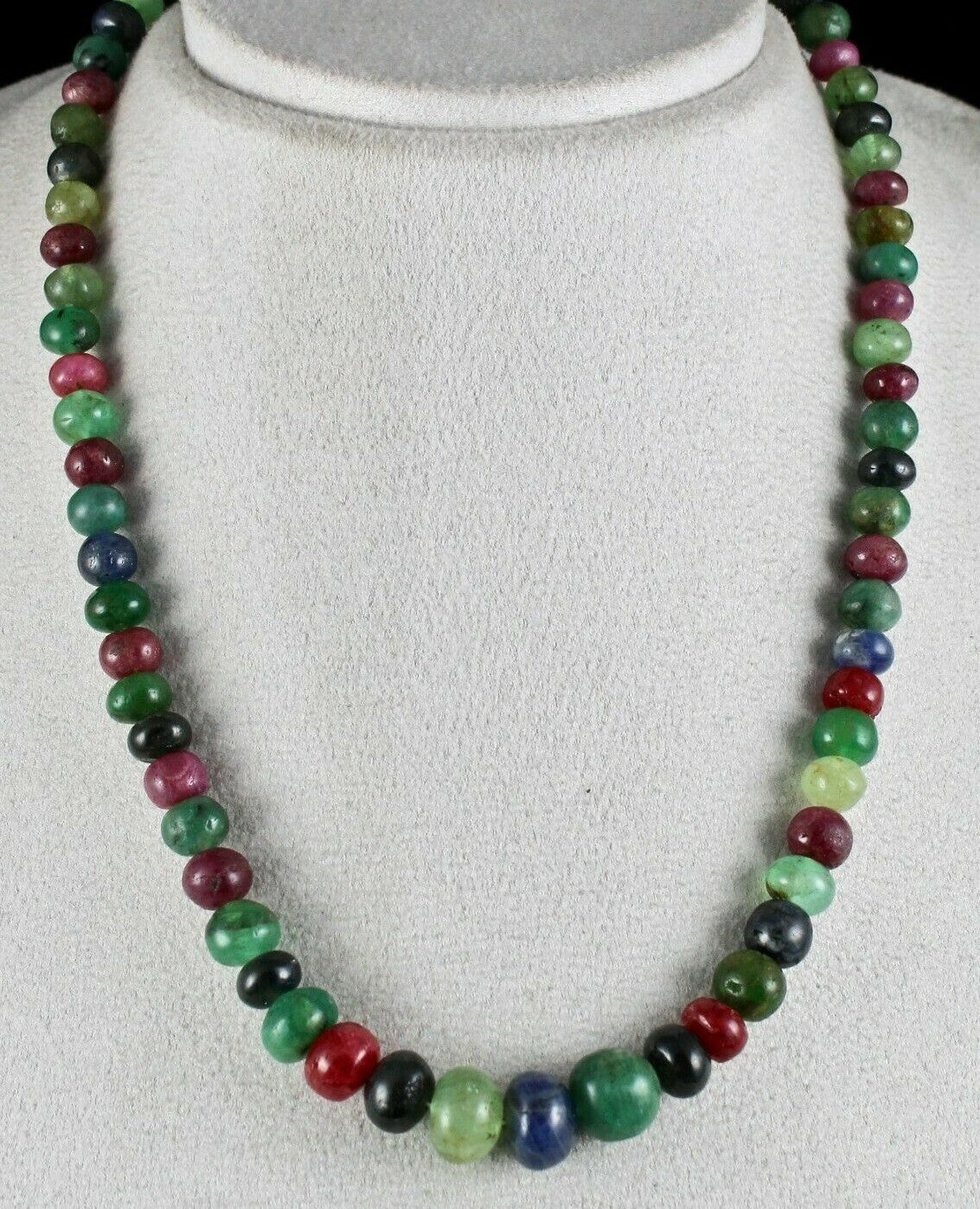 Certified Natural Emerald Ruby Sapphire 327ct Sterling Silver Necklace For Women