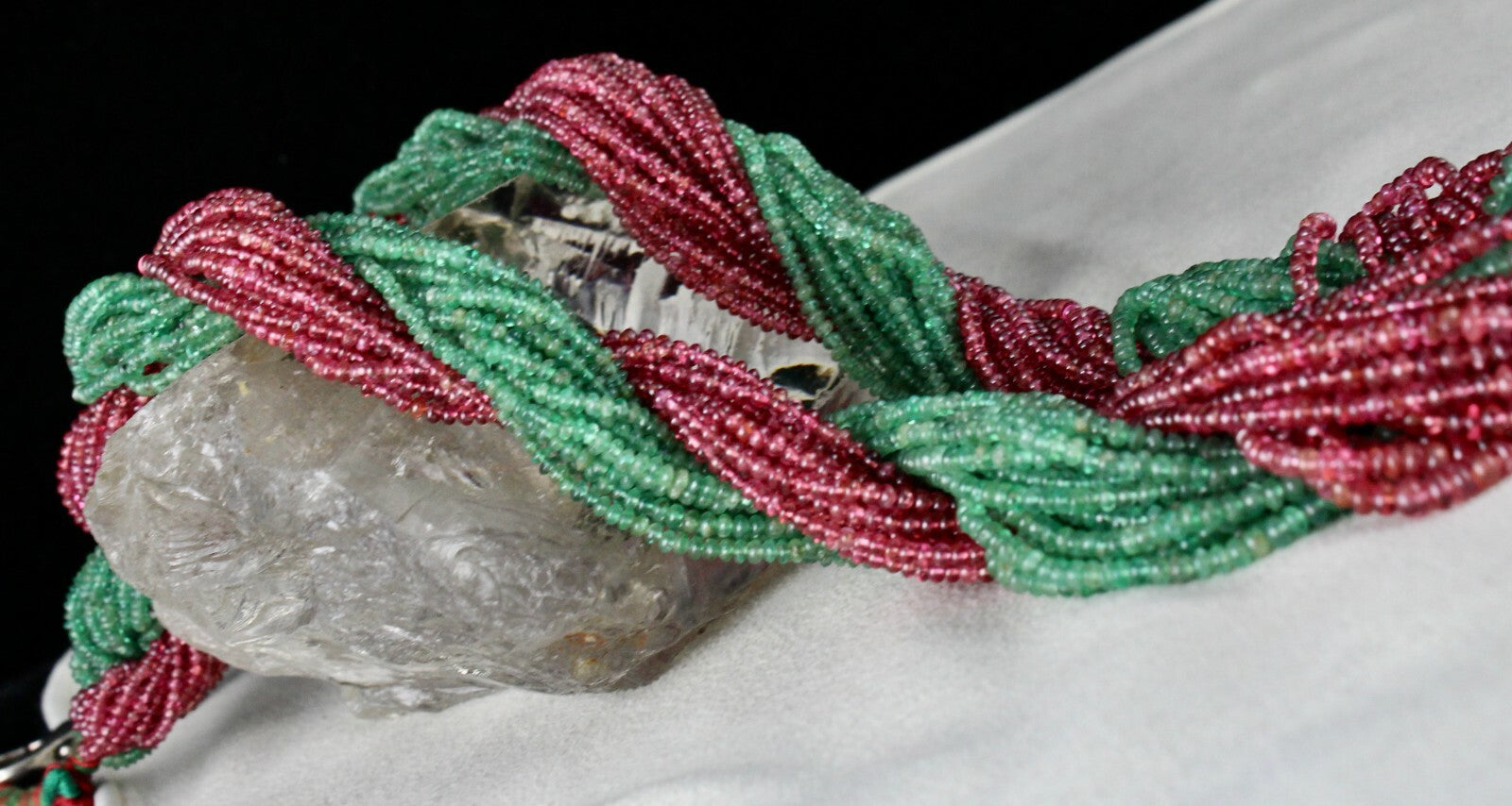 Certified Natural Emerald Spinel 859 Ct Beads Gemstone Cocktail Necklace