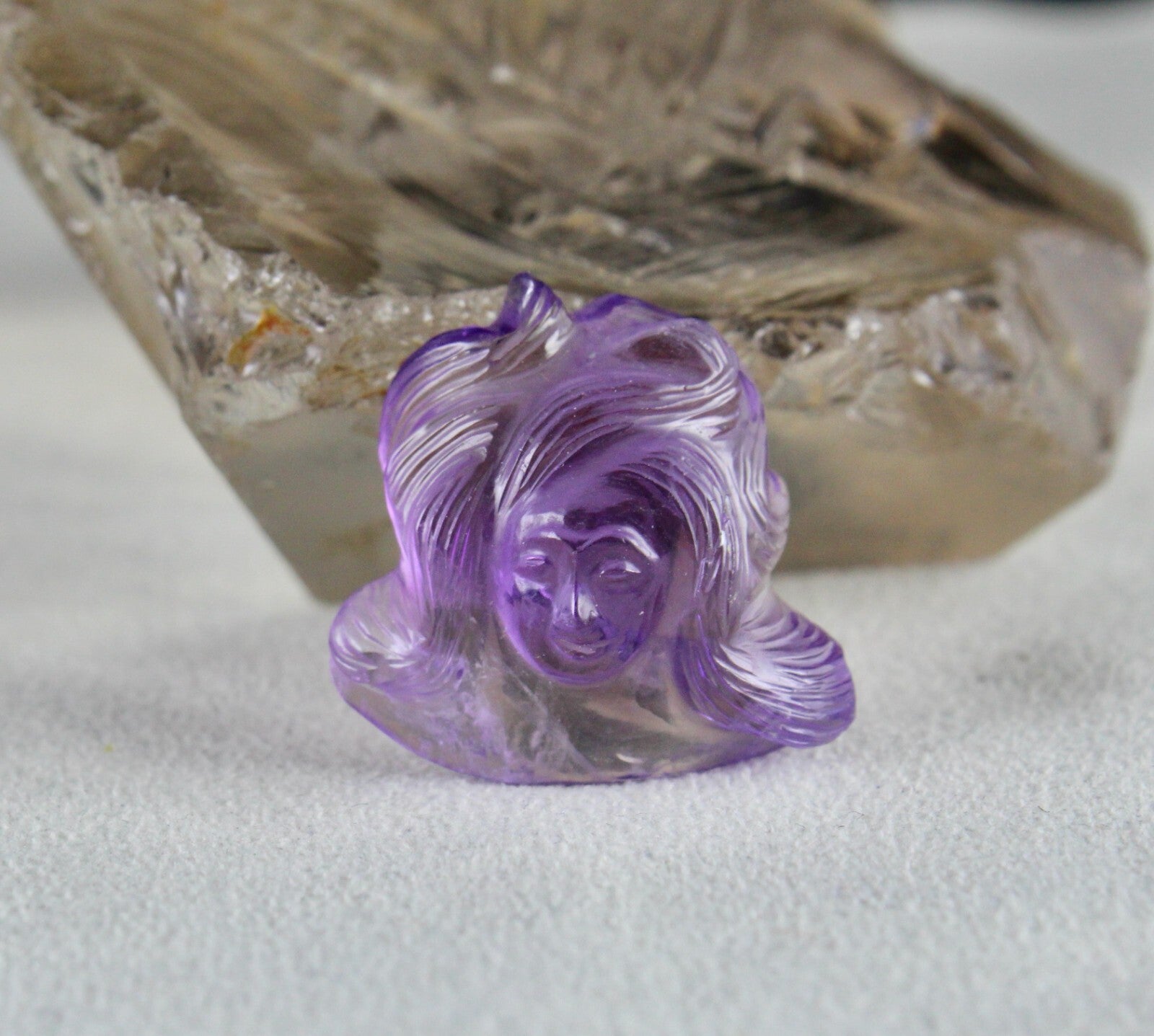 Natural Brazilian Amethyst 46.89ct Lady Carved Gemstone Pendant Design