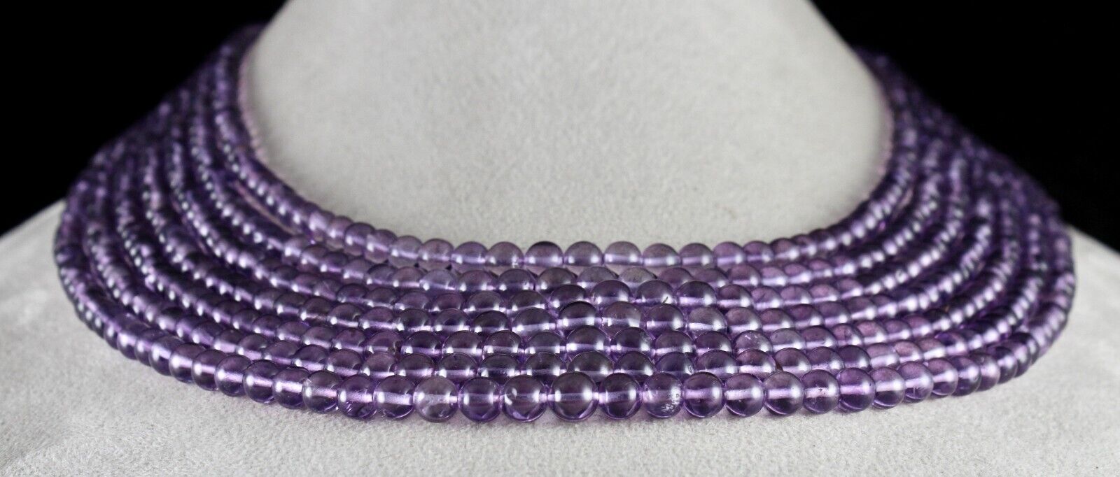 Natural Amethyst Beads Round 7 Line 804 Ct Purple Gemstone Fashion Necklace