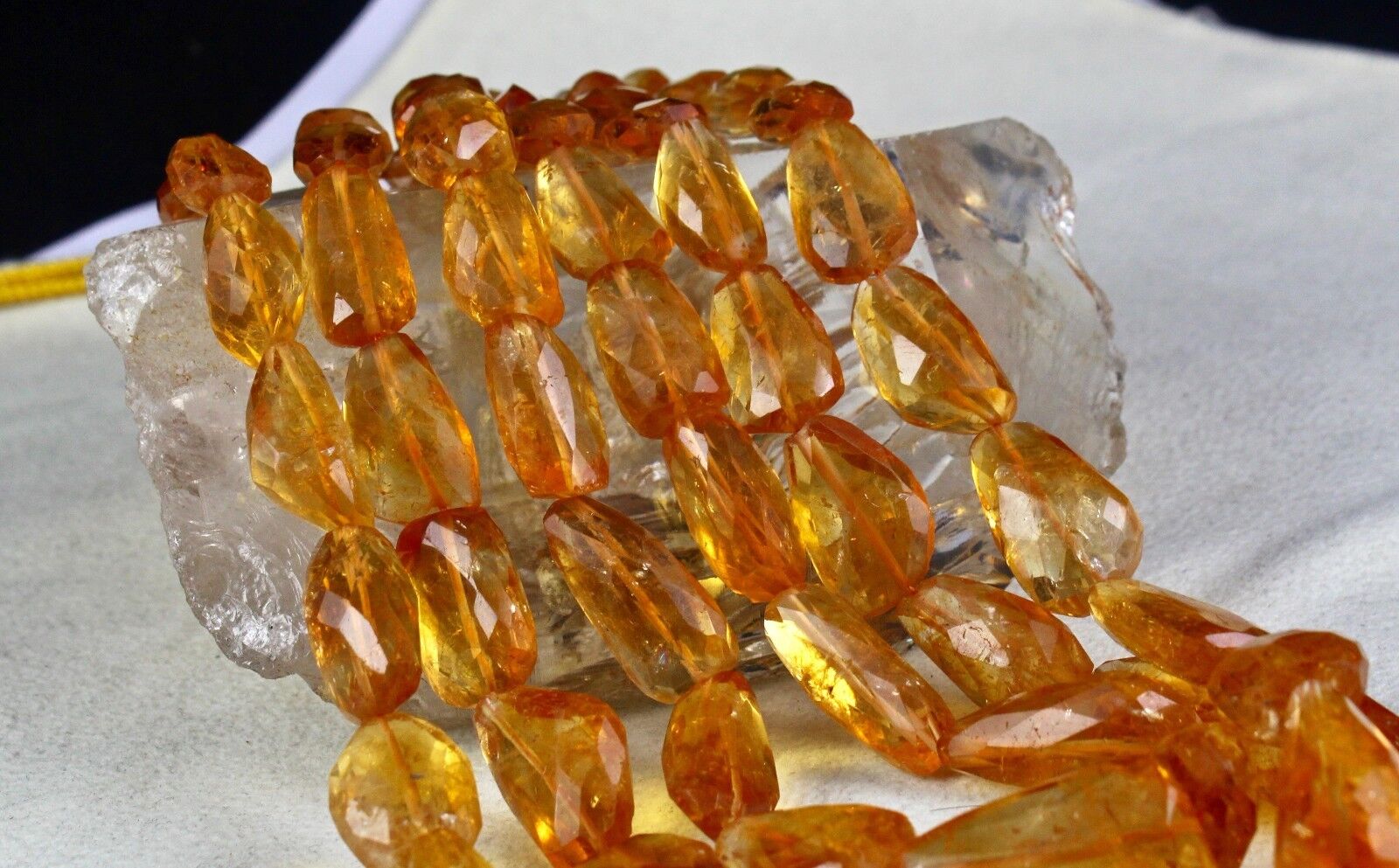 Natural Yellow Citrine Beads Tumble 3 L 1082 Ct Gemstone Statement Necklace