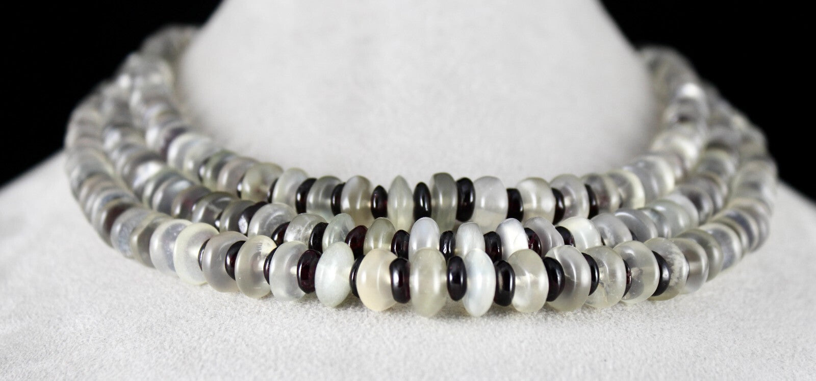 Natural Moonstone Garnet 1163ct Designer Beads Gemstone Necklace 3 L