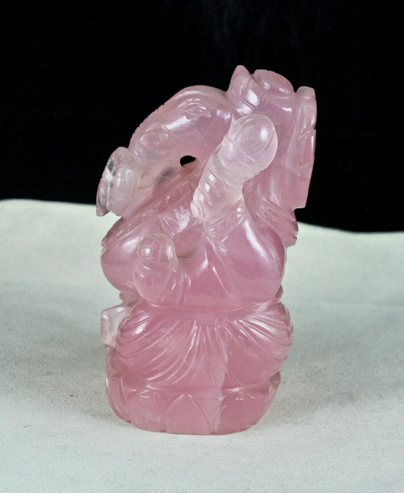 Pink Natural Rose Quartz Lord Ganesha 5" 4925 Ct Divine Gemstone Statue Figure