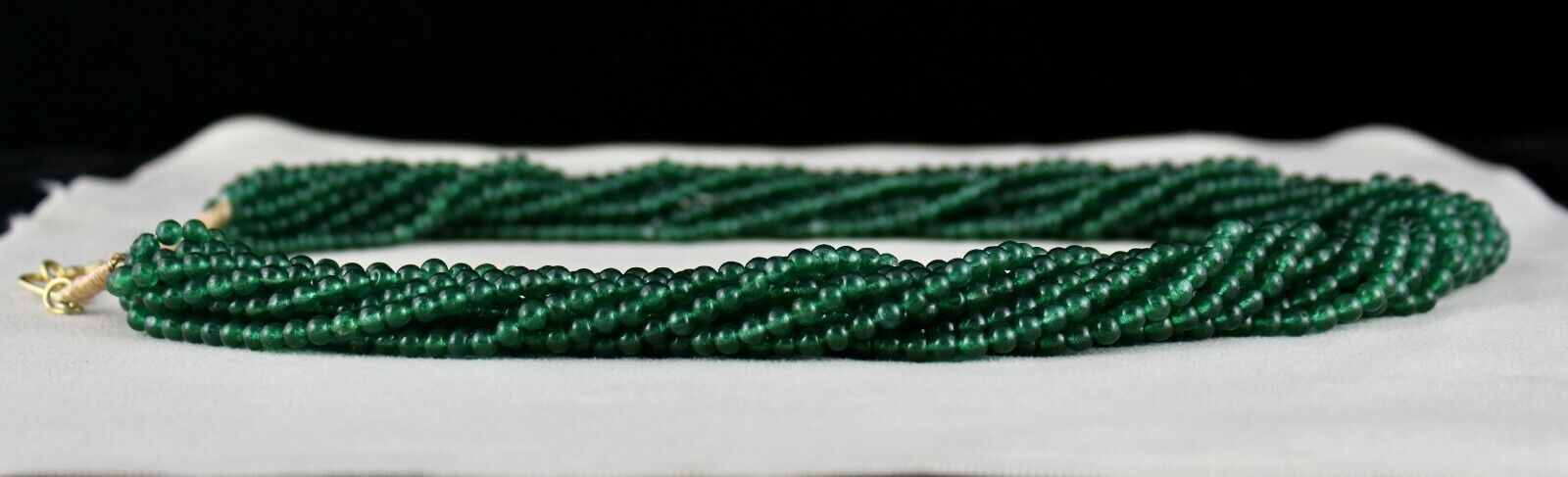 Emerald Colour Natural Green Quartz Aventurine Round Beads 11 L 831 CTS Necklace