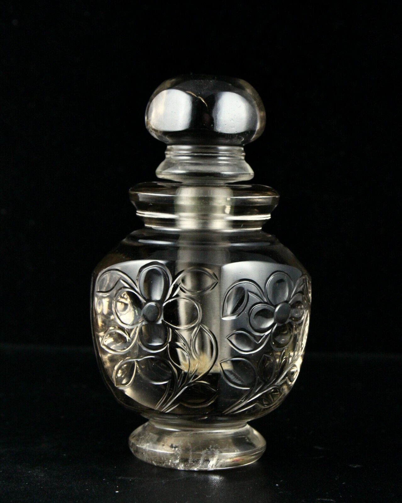 NATURAL SMOKY QUARTZ 2035 CTS HANDCRAFTED PERFUME BOTTLE FOR HOME DECOR