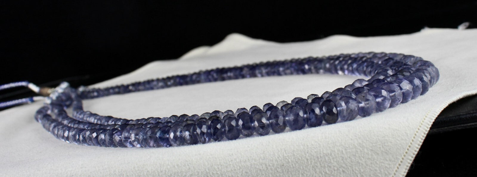 Certified Natural Blue Iolite Faceted Round Beads 3 L 606 Ct Gemstone Necklace