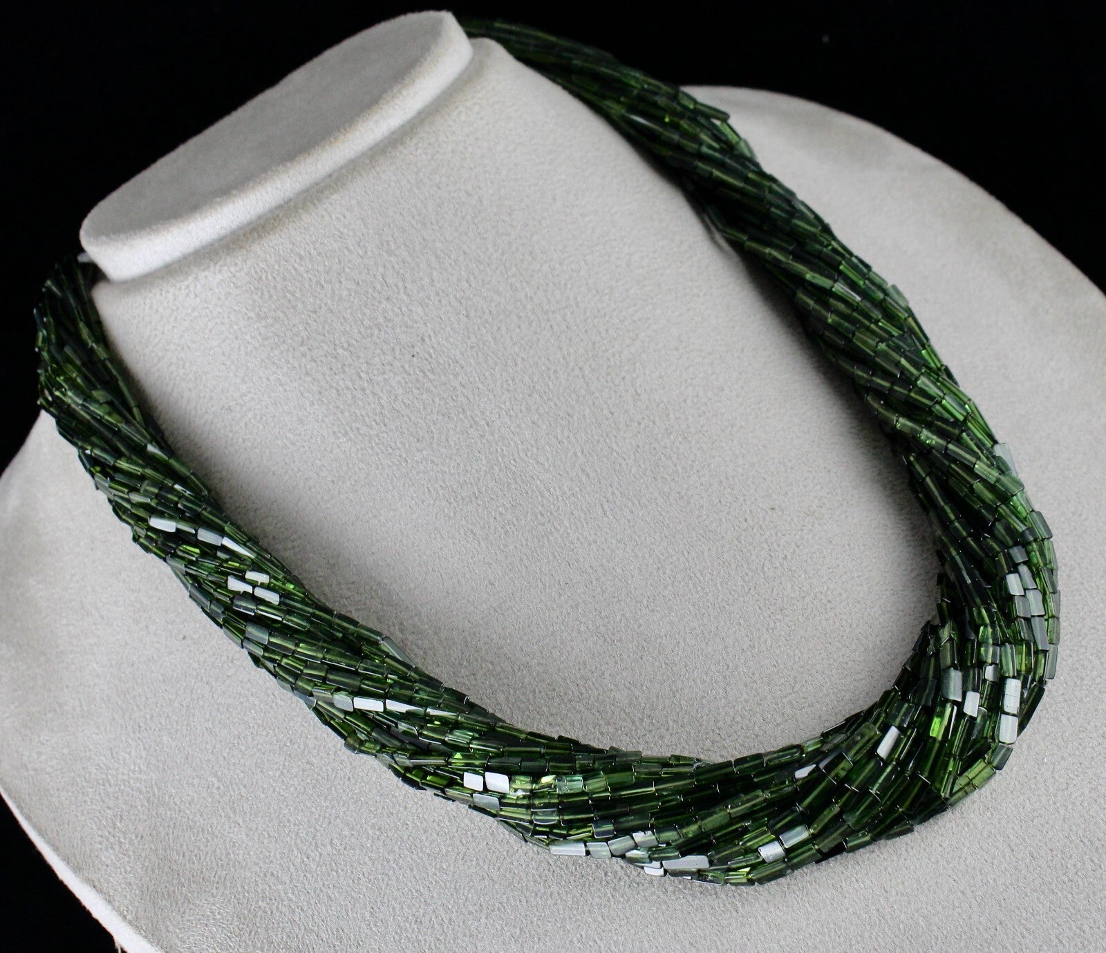 Certified Natural Green Chrome Tourmaline 700 Ct Beads Sterling Silver Necklace