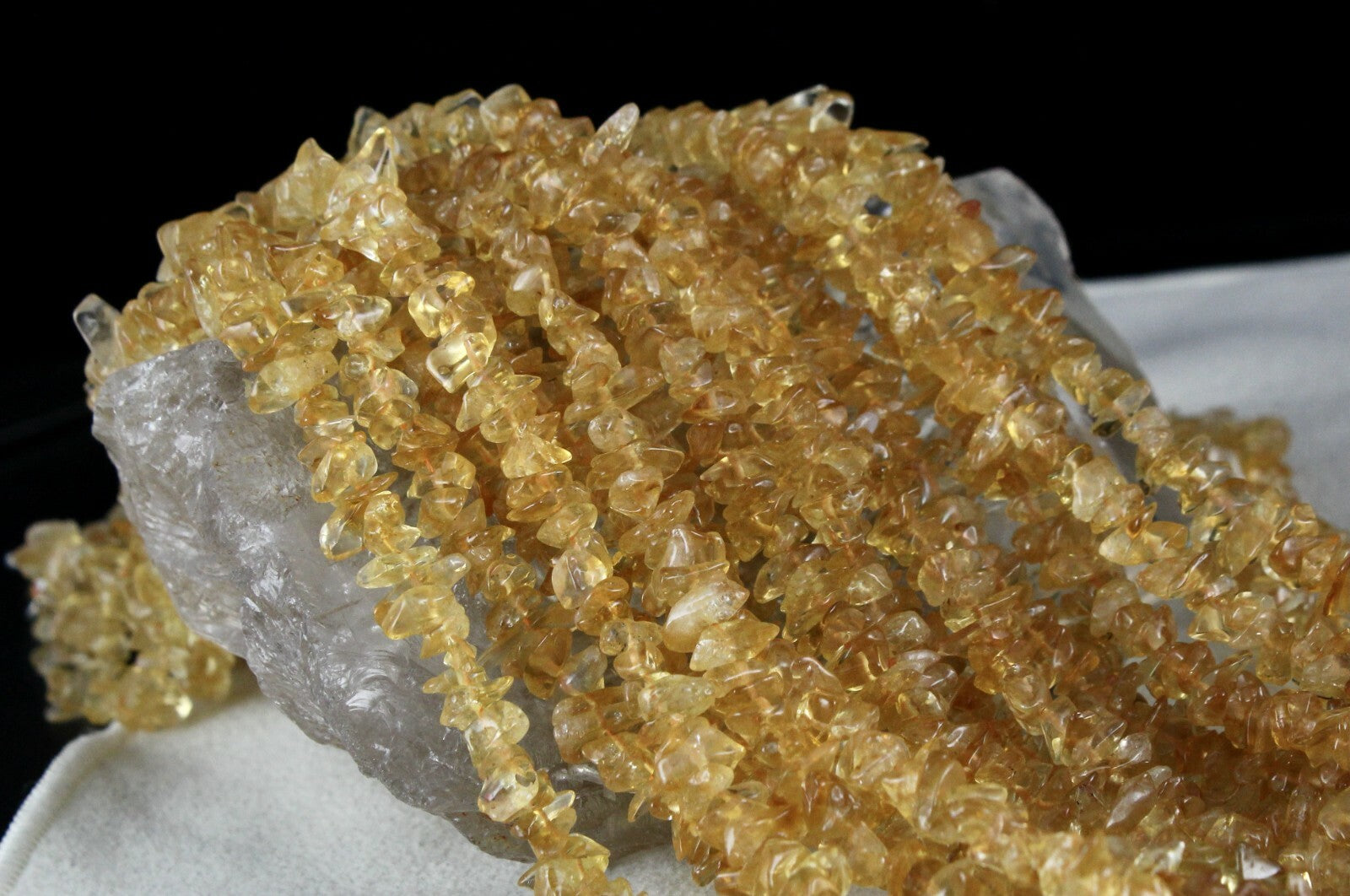 Natural Yellow Citrine 1325 Ct Uncut Beads Sterling Silver Gemstone Necklace