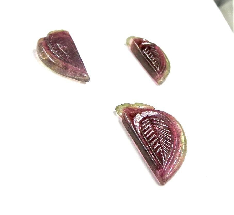 Multi Watermelon Tourmaline Carved 23.59 Ct Gemstone Designing Earring Pendant