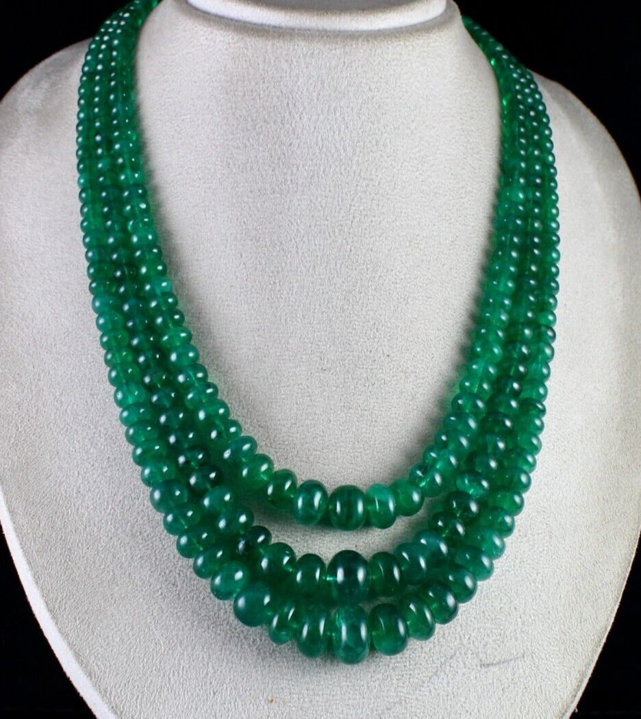 Emerald Necklace Beads Natural Gemstone 17mm Round 1047 Ct Certified Stones