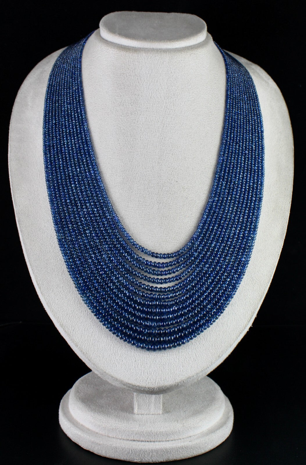 Certified Natural Blue Sapphire Beads Necklace, 13 L 906 Ct Burma Gemstone