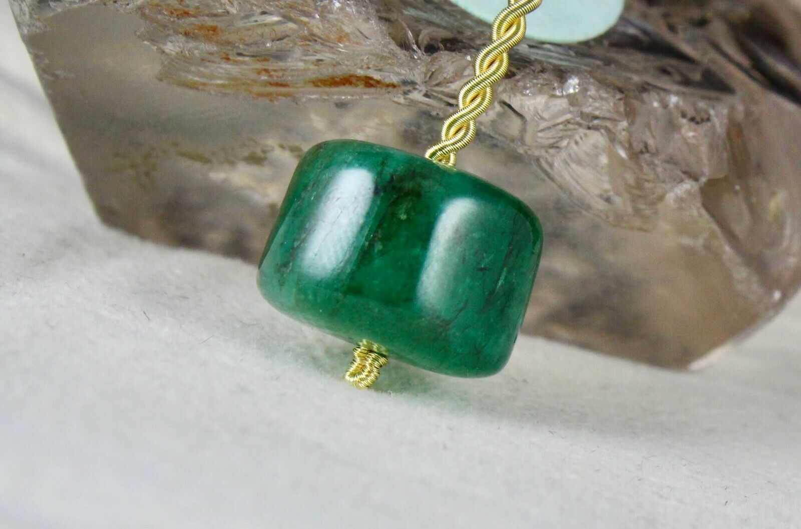 12MM NATURAL EMERALD BEAD ROUND GEMSTONE 26.68 CARATS DRILLED HANGING DESIGNING