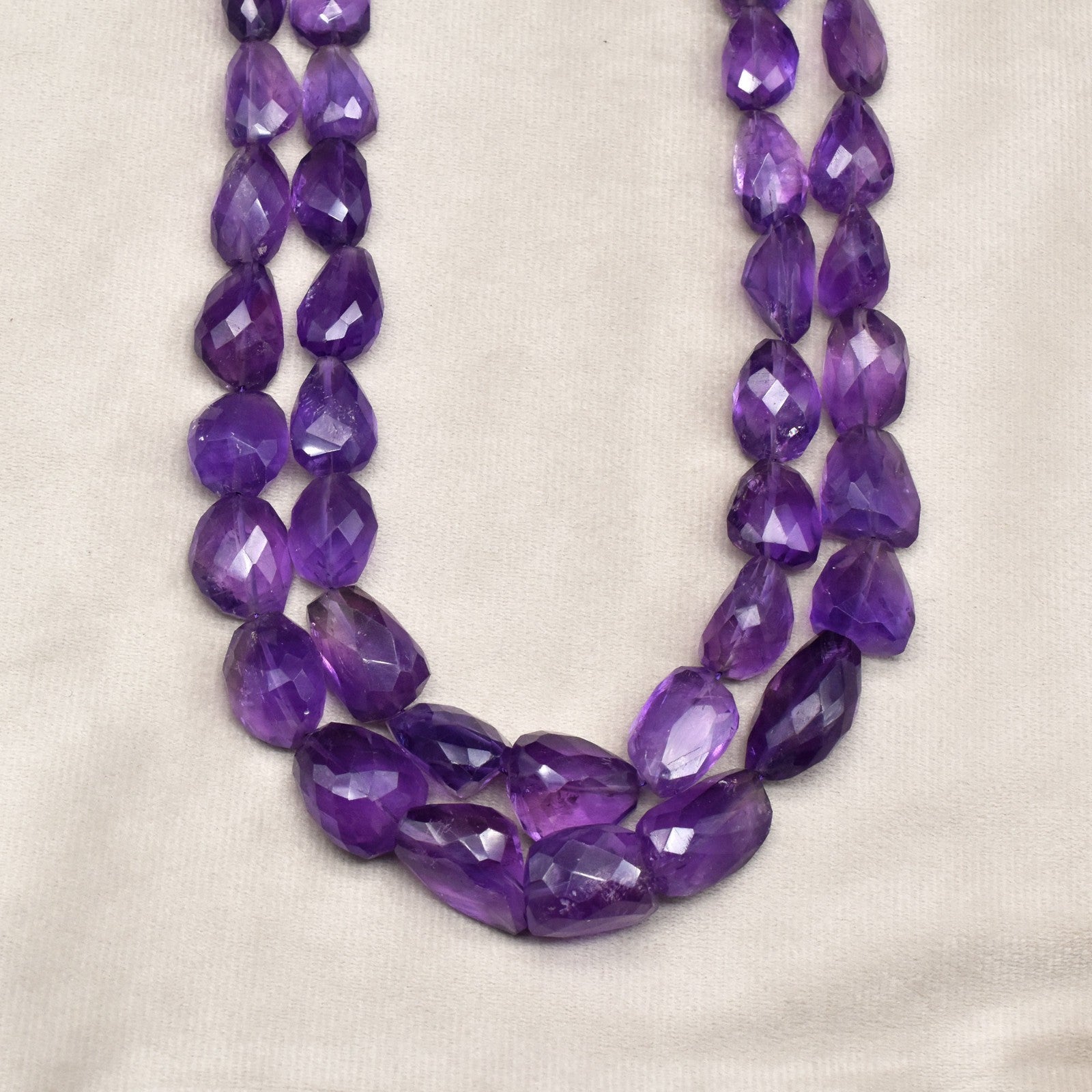 Natural Amethyst Faceted Tumble Beads 1005 Ct Purple Gemstone Fashion Necklace