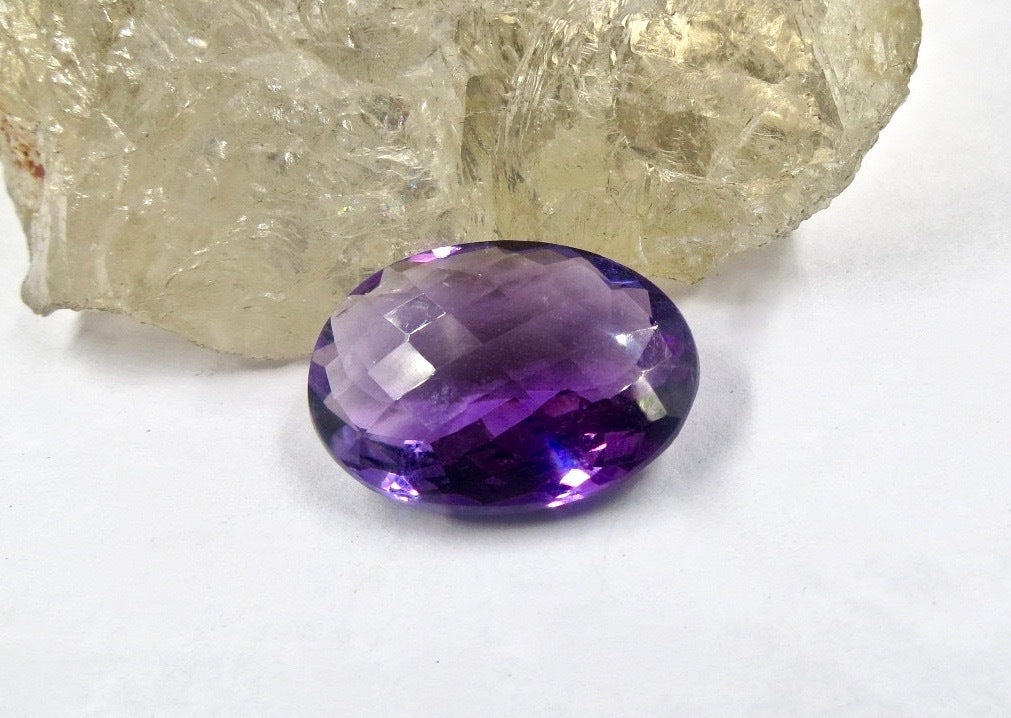 Amethyst Faceted Oval 15.47 Ct Gemstone Ring Pendant Semi Precious