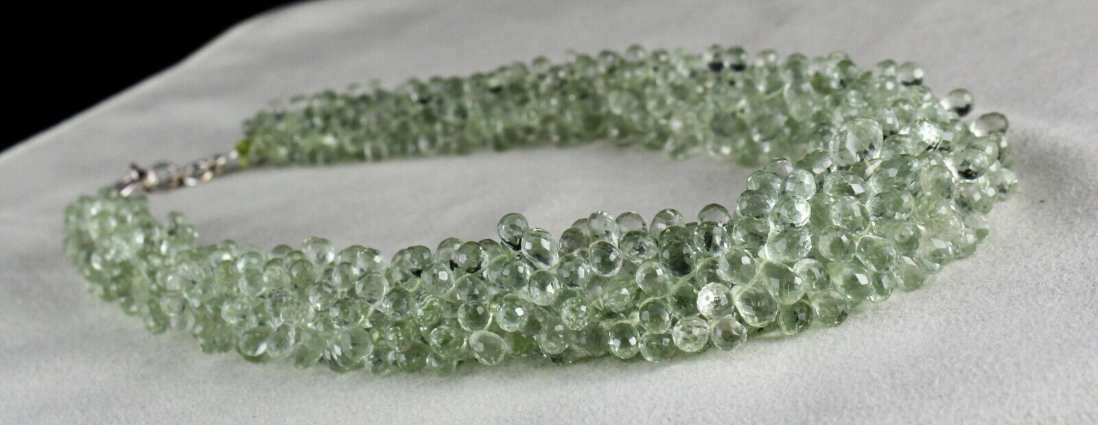 Natural Green Amethyst Beaded Teardrop 5 L 731 Ct Gemstone Fine Party Necklace