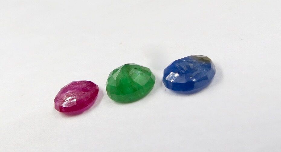 Natural Emerald Ruby & Sapphire Cut 3 Pc 5.23 Ct Loose Gemstone For Ring Pendant