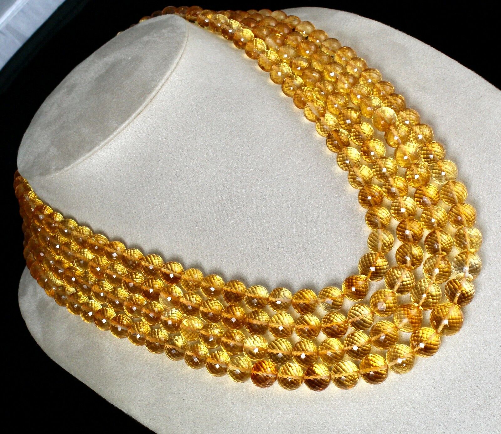 Natural Yellow Citrine Beads Faceted Round 4 L 1446 Ct Gemstone Finest Necklace