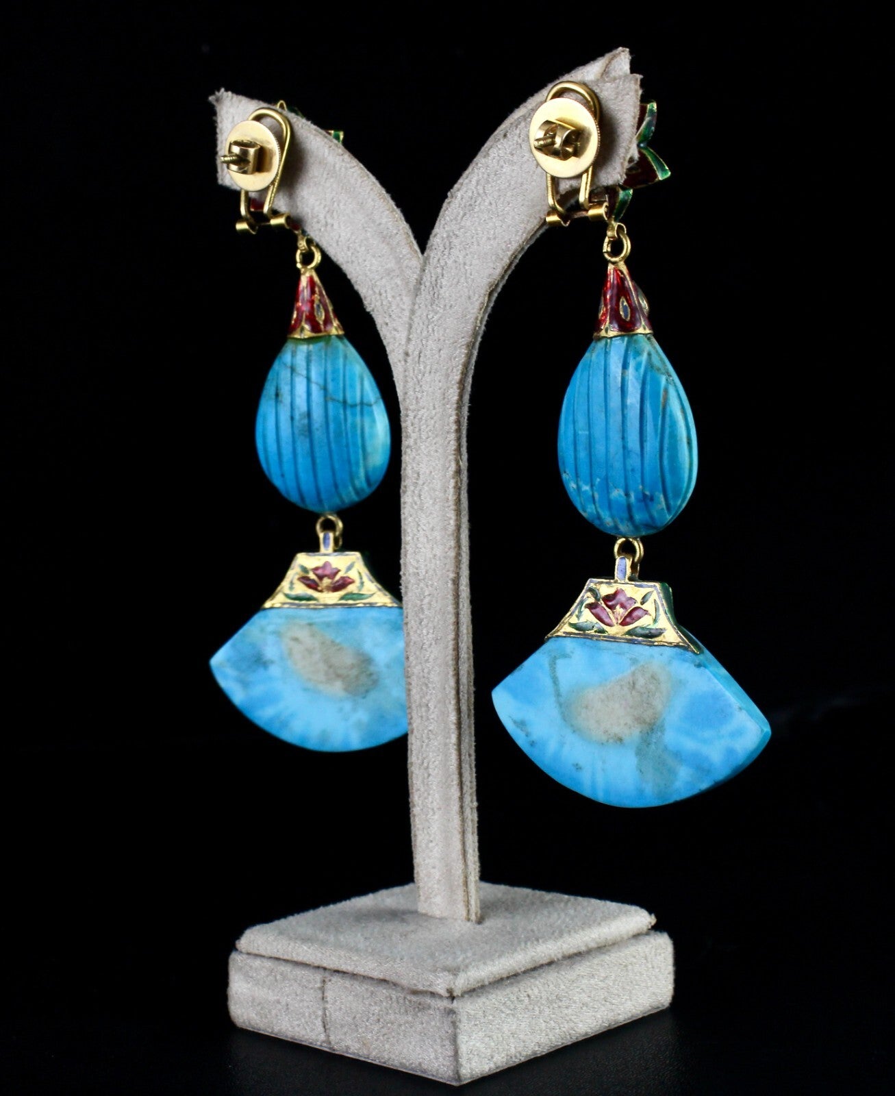 Certified Antique Natural Diamond Ruby 22k Gold Dangle Earrings 10ct For Women