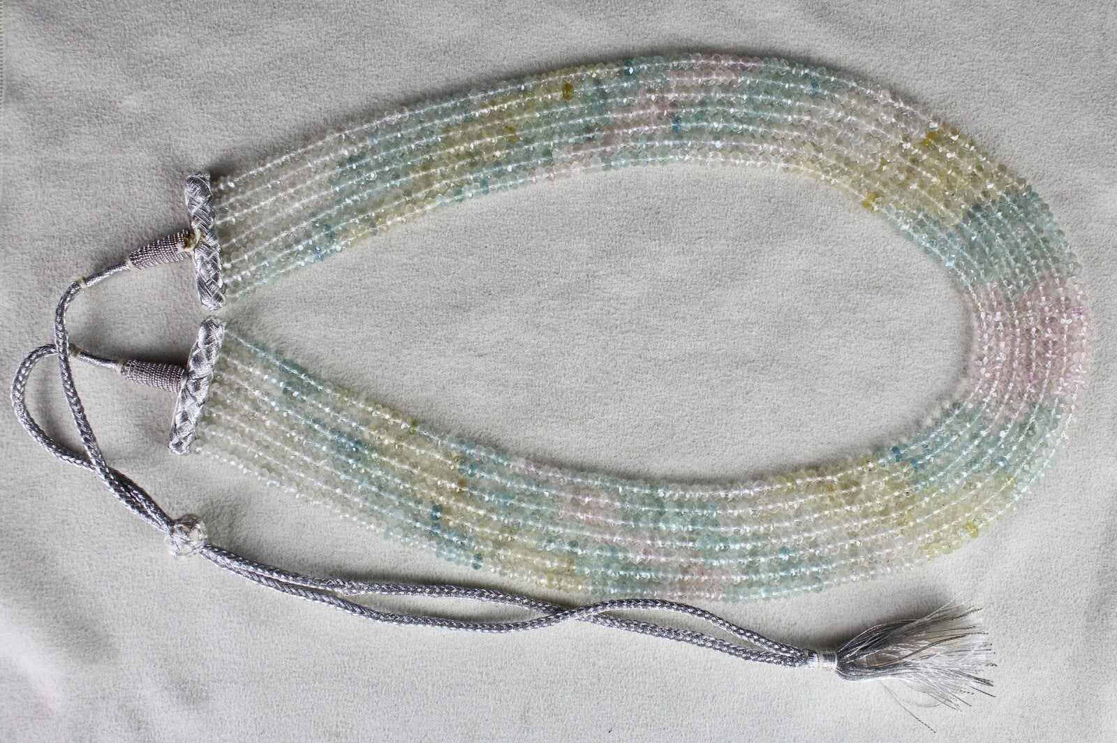 Natural Multi Aquamarine Necklace 392 Carats Gemstone Fine Faceted 7 Line Beads