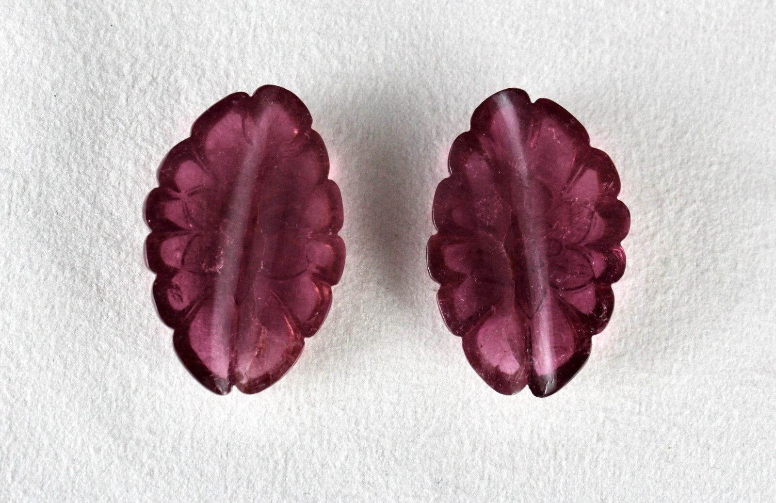 Certified Natural Rubellite Tourmaline 108.77 Ct Oval Engraved Gemstone Earrings