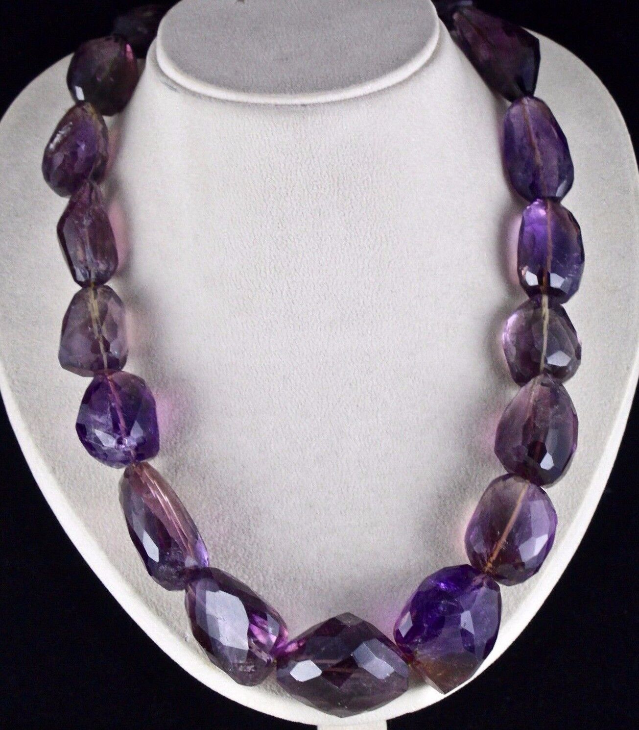 Natural Ametrine Beads Faceted Tumble 1 L 1745 Ct Big Gemstone Silver Necklace