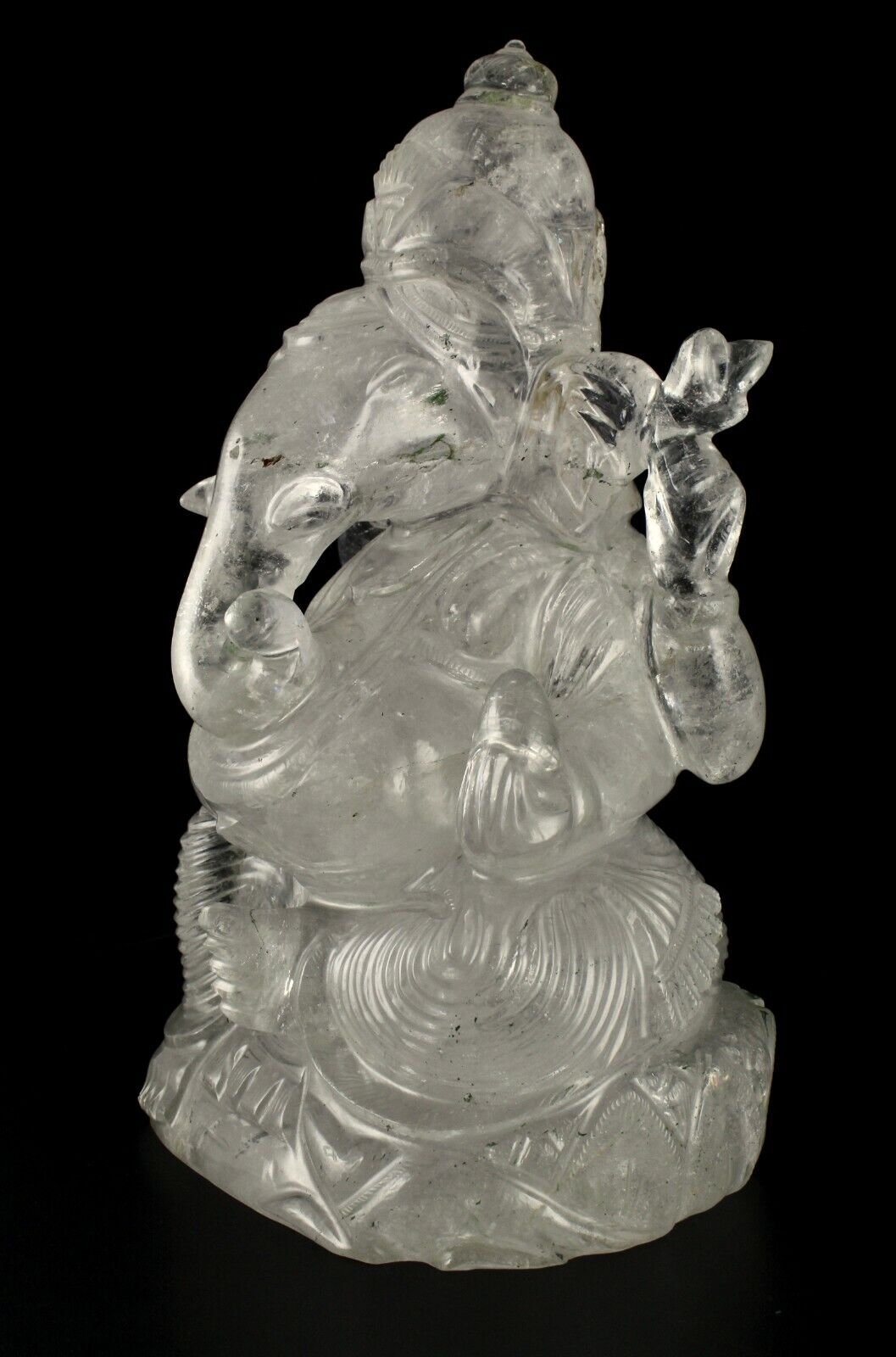 NATURAL ROCK CRYSTAL QUARTZ 32925 CTS 11"INCH LORD GANESHA STATUE HOME DECOR