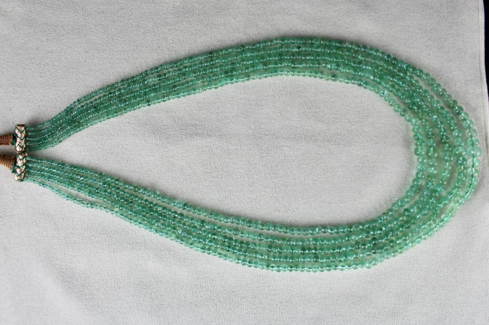 Certified Natural Emerald Beads Round Necklace 353 Ct Colombian Gemstone 5l