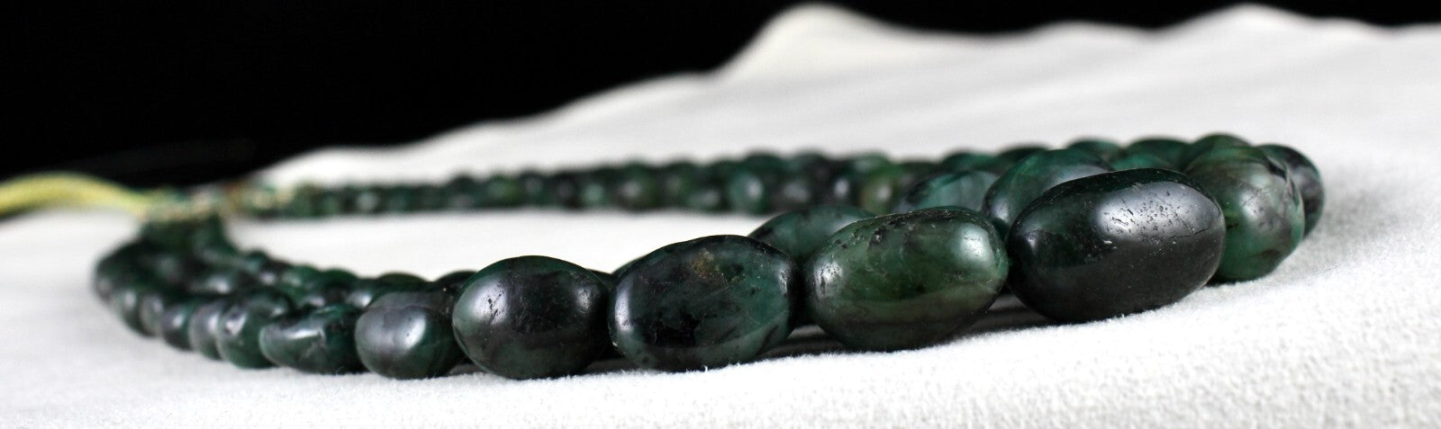 Certified Antique Vintage Natural Emerald Beads Necklace 3 L 475 Ct Cabochon