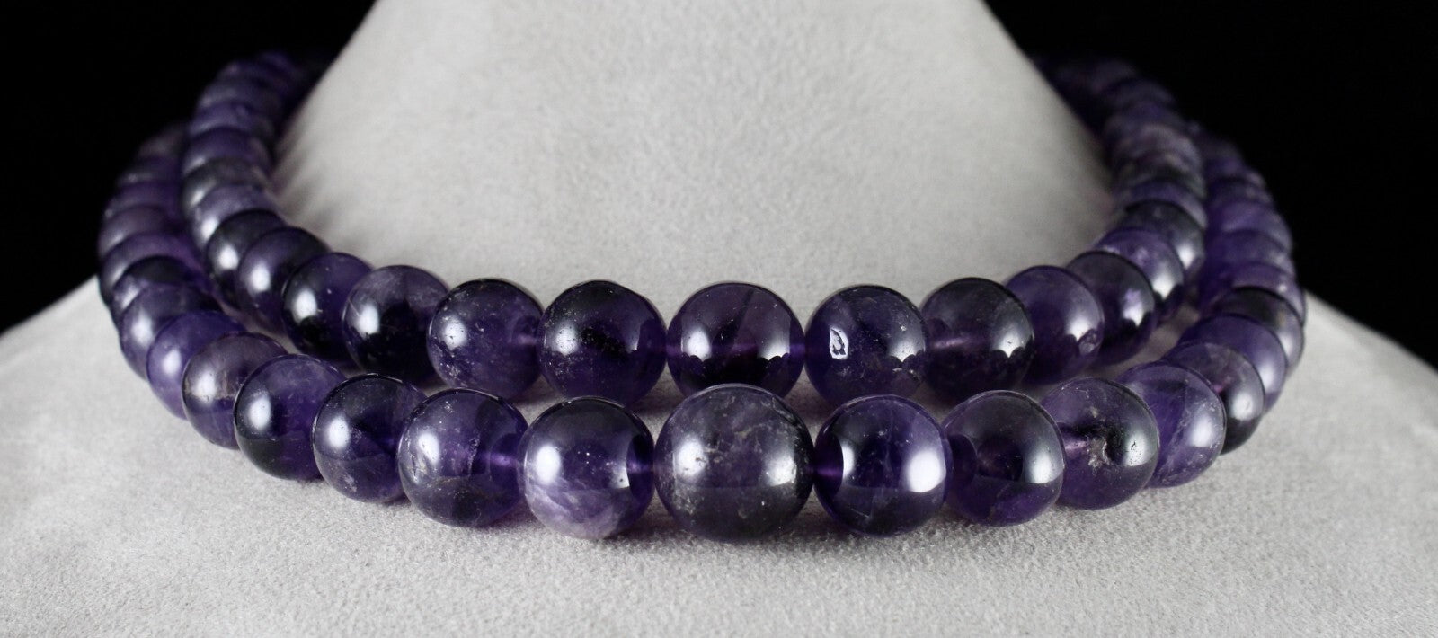 Big Natural Amethyst Beads Necklace Round 17mm 1524 Ct Purple Gemstone Finest 2l