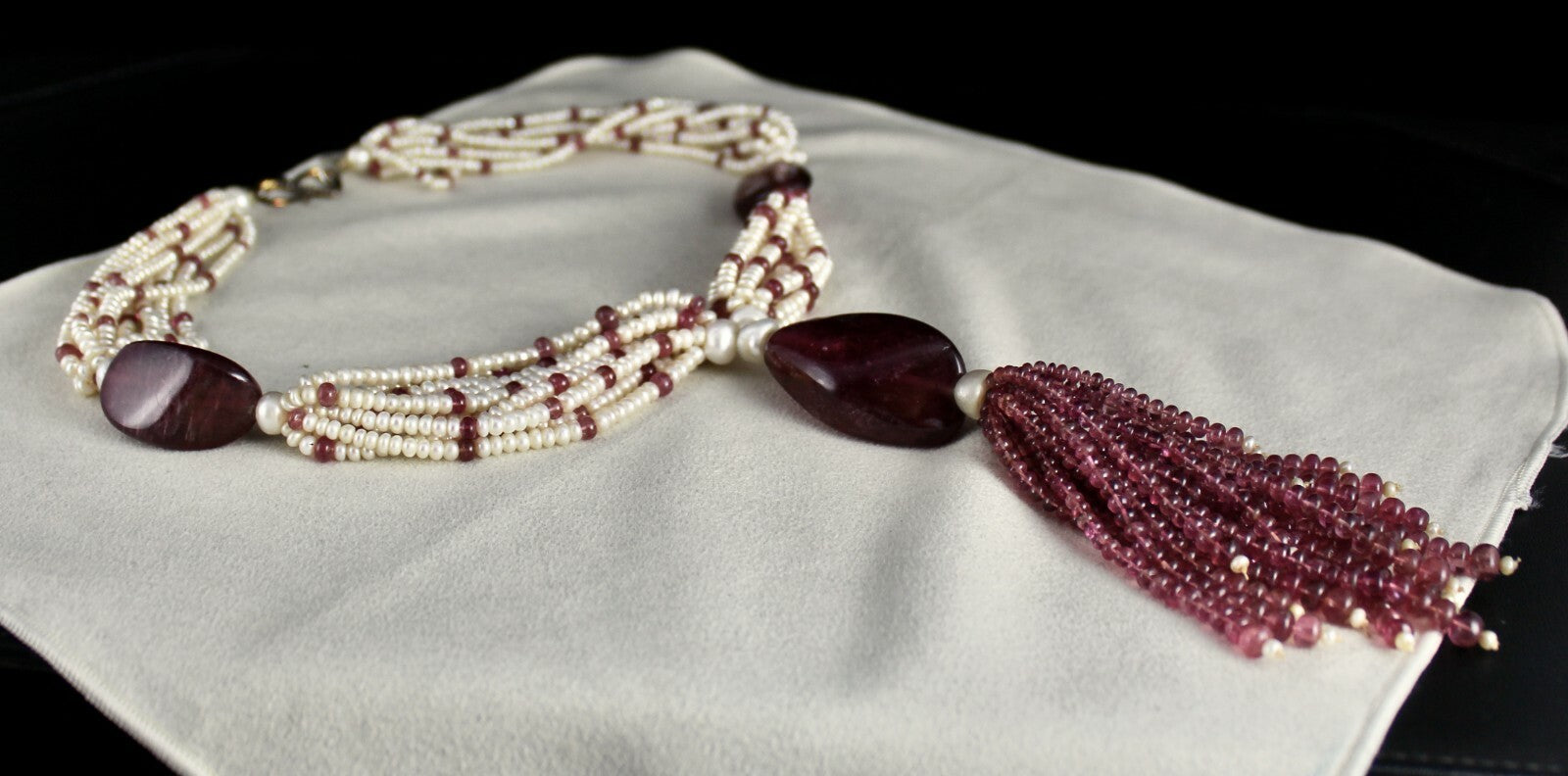 Certified Natural Pink Tourmaline 922ct Pearl Beads Fancy Gemstone Necklace