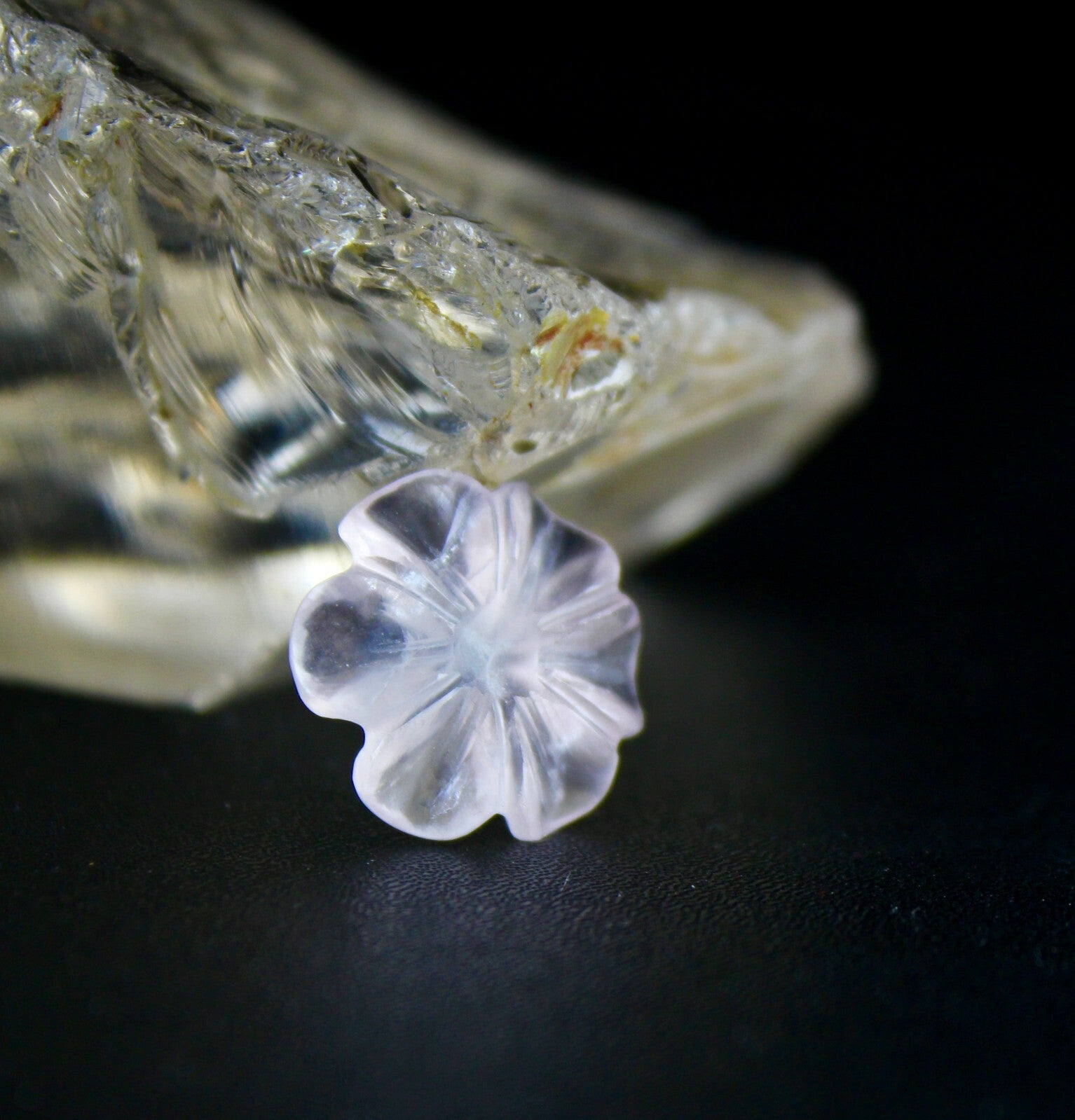 11 Pcs Natural Rose Quartz Carved Flower Gemstone Set 97.35 Cts For Designing