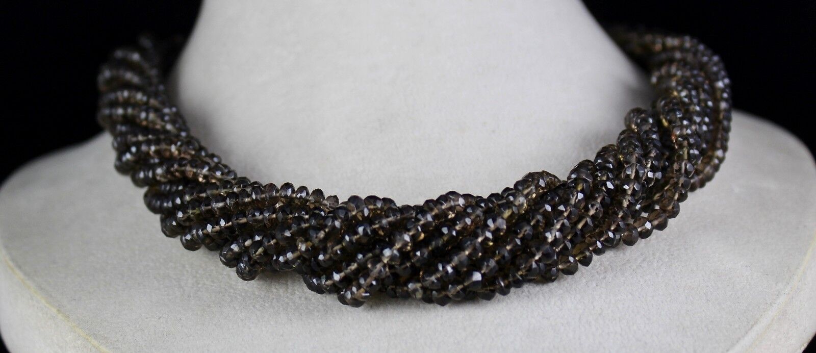 Natural Black Smoky Quartz Beads Faceted Round 10 L 860 Ct Gemstone Necklace