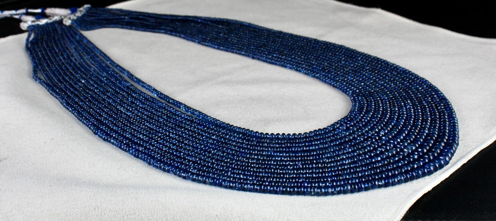 Certified Natural Blue Sapphire Beads Necklace, 13 L 906 Ct Burma Gemstone