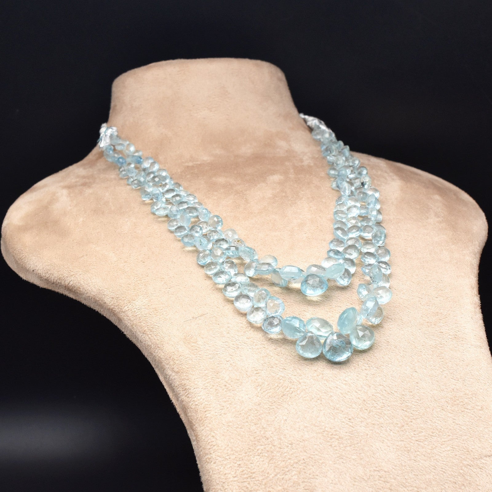 Certified Natural Aquamarine 282 Ct Faceted Blue Gemstone Fine Necklace